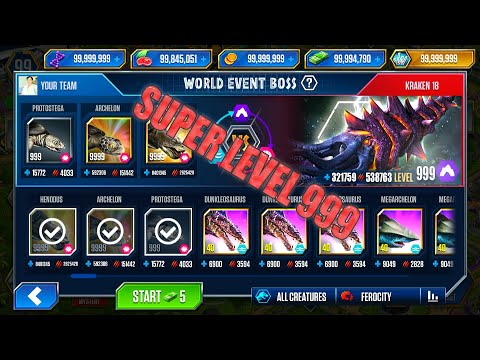 SUPERLEVEL 999 VS KRAKEN 18 | JURASSIC WORLD THE GAME