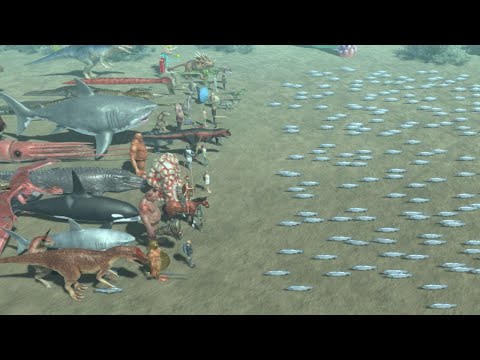 Army of 200 Salmon vs ALL TEAMS Animal Revolt Battle Simulator