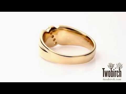 0.24ct. Four Stone Twisted Shank Men's Wedding Band in Yellow Gold - TwoBirch TB-GR-0011-YG-E