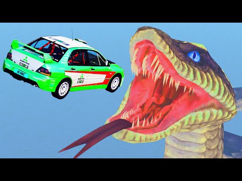 Dangerous Jumps With a Giant Snake - Beamng Drive