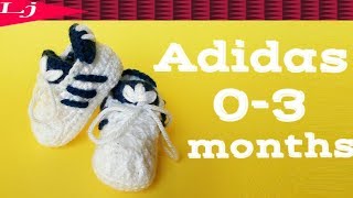 Crochet Adidas Baby Sneakers - Crochet baby bootie