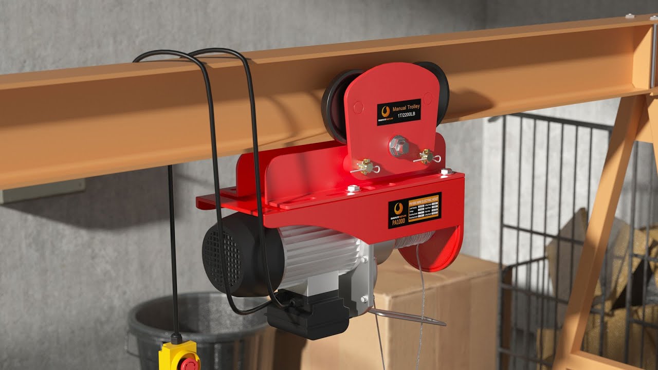 BEAMNOVA 1 Ton Electric Hoist Manual Trolley for I-Beam with 1.57-4.64 in Wide Flange