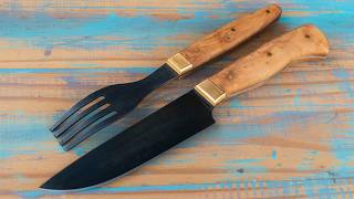 Fabricación de cuchillo y tenedor artesanales