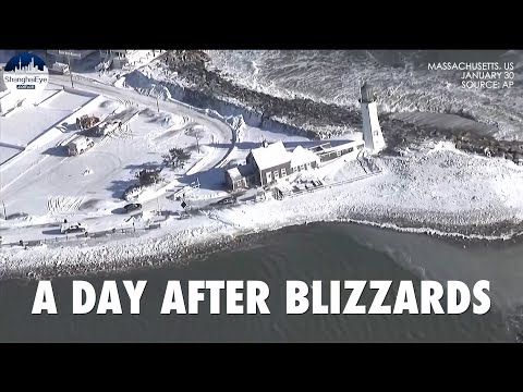 Incredible DRONE video shows parts of Massachusetts underwater after blizzards