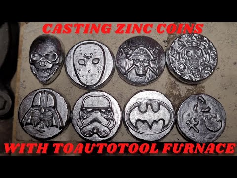 Making zinc coins - Jason Voorhees, Pirate, Darth Vader, Stormtrooper, Batman, & Skull!