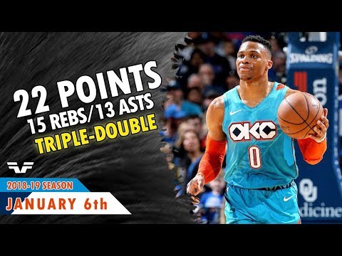 Russell Westbrook Triple-Double - 2019.01.06 - Thunder vs Wizards - 22 Pts, 15 Rebs, 13 Asts
