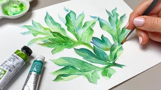 HOW TO PAINT REALISTIC GREEN LEAVES 🍃 Advanced + Beginner-Friendly Watercolor Techniques