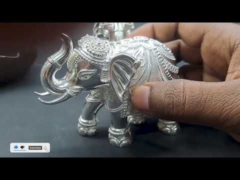 Royal Showpiece of Courage Elephant (Hathi) Statue in Pure Silver video