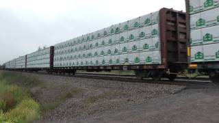preview picture of video 'BNSF 3198 West [Brainerd local] near Boylston, WI'