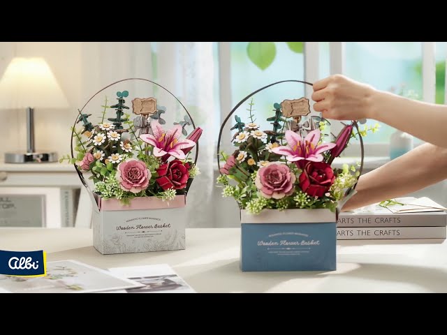 Drewniane modele 3D – Drewniane kwiaty. Kosz kwiatów