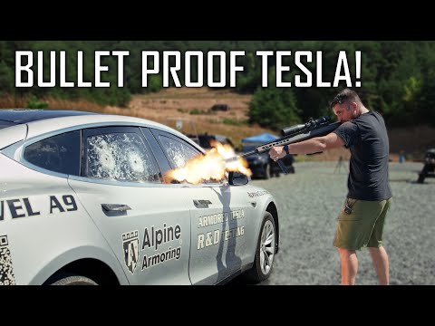 Shooting a BULLET PROOF Tesla! - Ballistic High-Speed