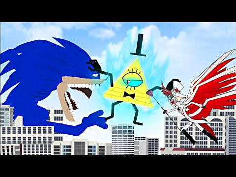 Bill Cipher (GF) Vs Lucifer Morningstar (HH) Vs Shin Sonic (SONICTAPES) DC2 ANIMATIONS!
