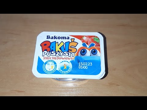 Bakoma Bakuś serek truskawkowy - unboxing, cena, test, opinie, smak, zapach, skład, kcal