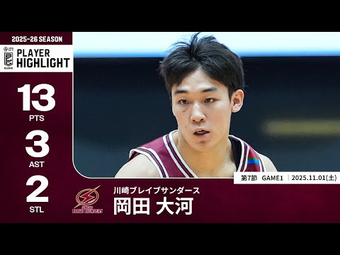 【プレーまとめ】川崎#55 岡田 大河｜第7節GAME1｜11.01.2025 プロバスケ (Bリーグ)