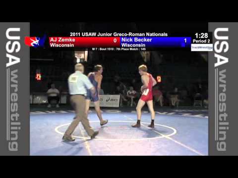 Junior Greco 7th 145 - Nick Becker (WI) vs. A.J. Zemke (WI)