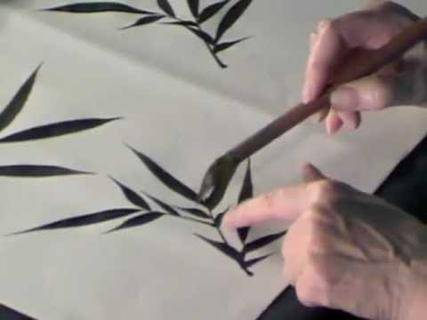 How to paint Black Ink Bamboo leaves