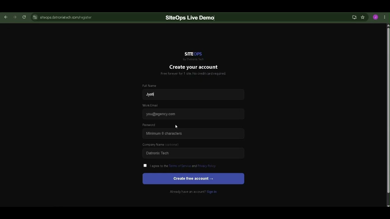 SITEOPS Demo Video