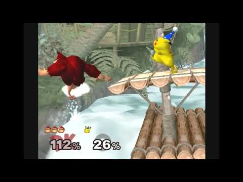 SSBM Donkey Kong (Red) vs Pikachu (Blue)