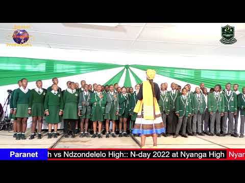 Nyanga High school choir singing South African national anthem.