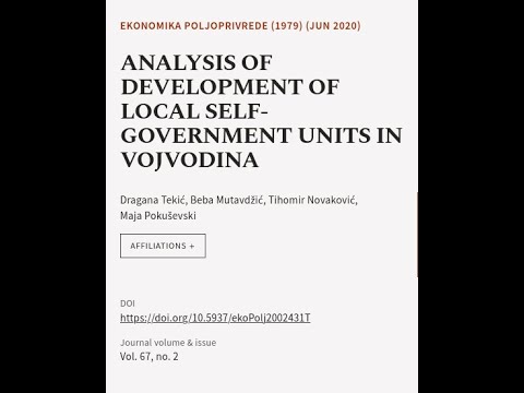 ANALYSIS OF DEVELOPMENT OF LOCAL SELF-GOVERNMENT UNITS IN VOJVODINA | RTCL.TV