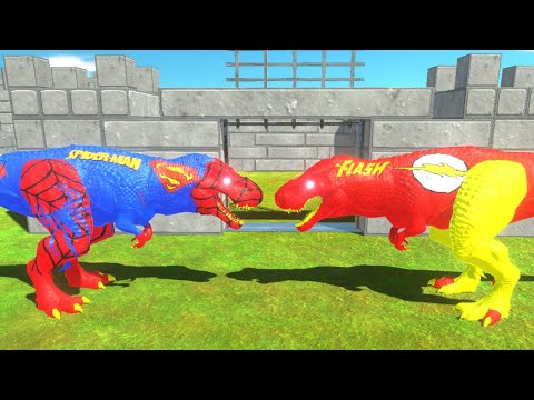 SUPERSPIDER-MAN T-REX CASTLE DEATH RUN - Animal Revolt Battle Simulator