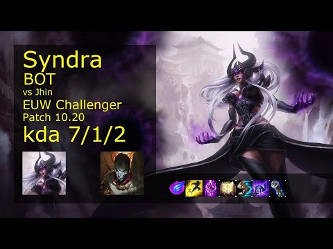 Syndra Bot vs Jhin - EUW Challenger 7/1/2 Patch 10.20 Gameplay