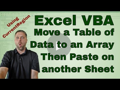 Move a Table of Data into an Array using currentregion then pasting it into a sheet using VBA