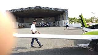 preview picture of video 'Aeroplane ground running(Piper p-68aircraft) with c-90 in the Baramati Airport hanger✈️✈️✈️✈️'