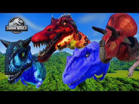 Ultimasaurus vs Giganotosaurus vs Carnotaurus vs Spinosaurus Fighting - Jurassic World Evolution