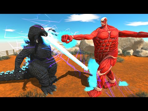 Giants War - Colossal Titan vs Heisei Godzilla - Animal Revolt Battle Simulator