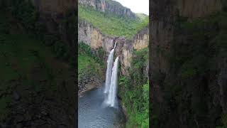 Salto 120 gravado por drone #cachoeira #chapadadosveadeiros