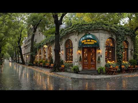 Spring Rainy Day Jazz in a Cozy European Street Café 🌧️Smooth Jazz Playlist for Focus & Relaxation ☕