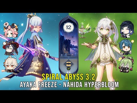 C0 Ayaka Freeze and C0 Nahida Hyperbloom - Genshin Impact Abyss 3.2 - Floor 12 9 Stars