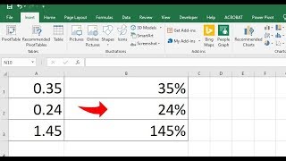 How do you change a decimal to a percent in Excel