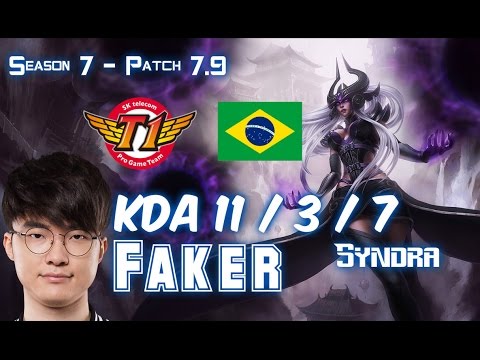 SKT T1 Faker SYNDRA vs KATARINA Mid - Patch 7.9 BR Ranked