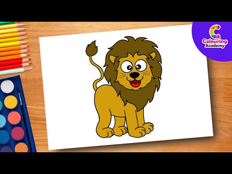 Drawing lion easy step | How to draw Lion for kids | Coloring animals