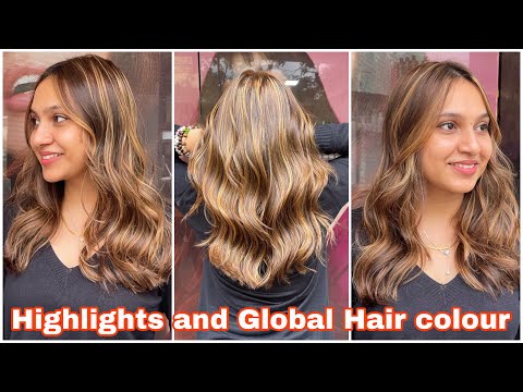 How to Golden Highlights with Global hair colour/easy way/Step by step/hair colouring/in Hindi 2022