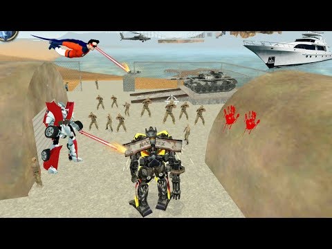 Vegas Crime Simulator - (Transformer Kills Army Mans) Car Robots Attack Army Base | Android Gameplay