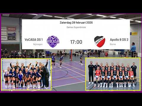 VoCASA D1 - Apollo8  D2 (28 feb 2026, 17.00u) Superdivisie Dames Volleybal