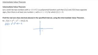 Download the video "3.2 Intermediate Value Theorem to Find Zeros (Using Technology and Bisecting Method)"