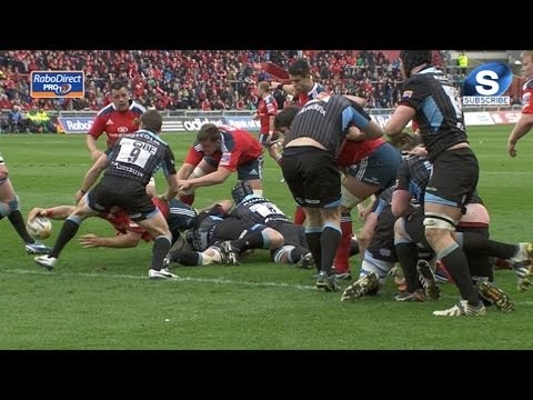 CJ Stander Goes Close Munster v Glasgow Warriors 12th April 2014