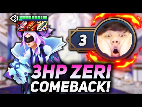 3 HP COMEBACK WITH ZERI CARRY!! | Teamfight Tactics Patch 12.4B