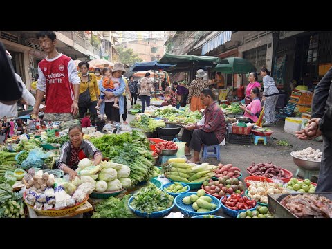 Evening Street Market Scene @Orussey - Plenty Fresh Vegetable, River Fish, Fresh Seafood & More