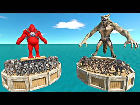Mutant Werewolf Team Coliseum Challenge | Mutant Primates Army vs Mutant Werewolf Team - ARBS