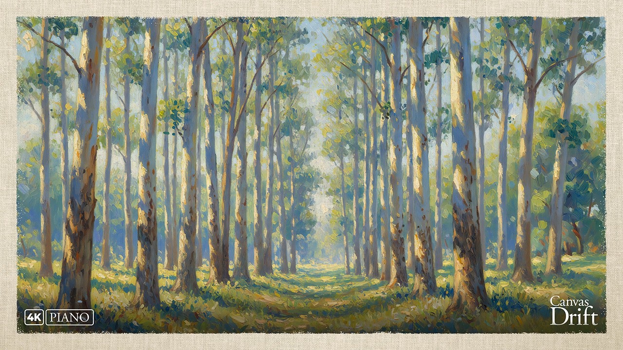 Eucalyptus Light Sanctuary – Soft Piano & Romantic Impressionist Forest for Deep Focus and Calm