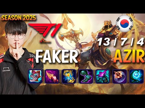 T1 Faker AZIR vs QIYANA Mid - Patch 25.09 KR Ranked | lolrec