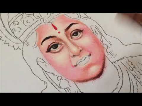 portrait rangoli design gayatri goddess by ganesh khare