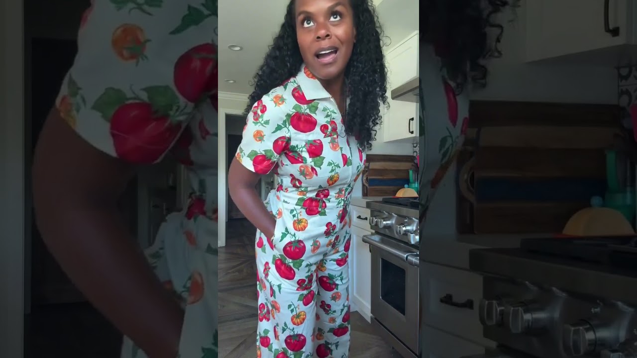 Happy Very Good Monday!  Y'all get into this cute tomato jumpsuit by Mixed by Nasrin