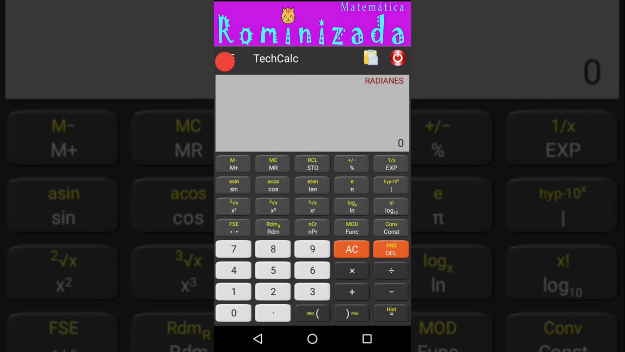 Calculo de raíces con la calculadora del celular (TechCalc)