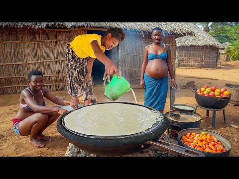 African and Most Cuisine Cooking Village Food "Injera" with our Hardworking & Youngest Co-wives